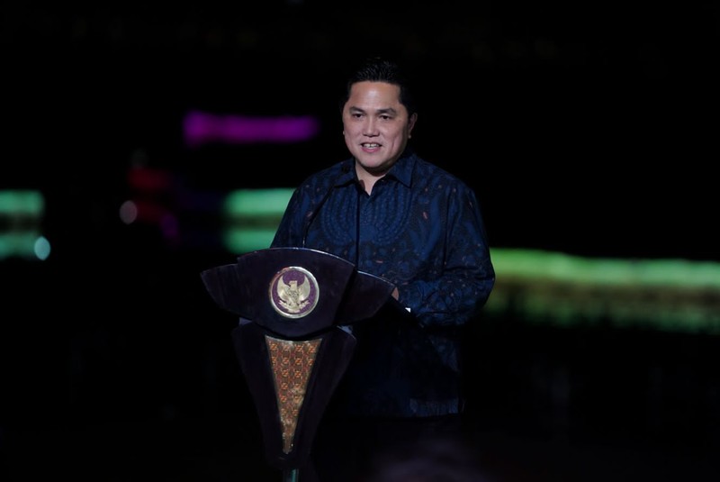 Presiden RI Jokowi dalam acara peresmian revitalisasi Taman Mini Indonesia Indah (TMII) di TMII Archipelago, Jakarta, pada Jumat malam, 1 September 2023. (Dok Kementerian BUMN)