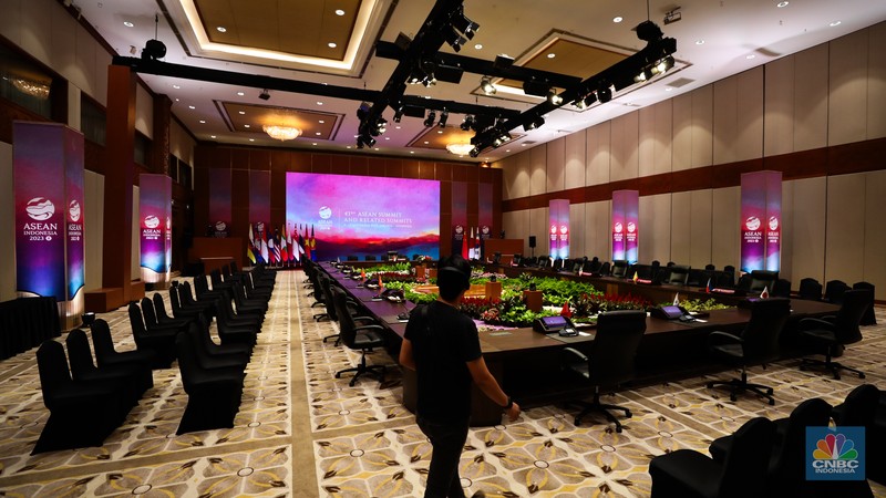 Suasana vanue KTT ASEAN di JCC, Senayan, Jakarta, Sabtu (2/9/2023). (CNBC Indonesia/Tri Susilo) Suasana vanue KTT ASEAN di JCC, Senayan, Jakarta, Sabtu (2/9/2023). (CNBC Indonesia/Tri Susilo)