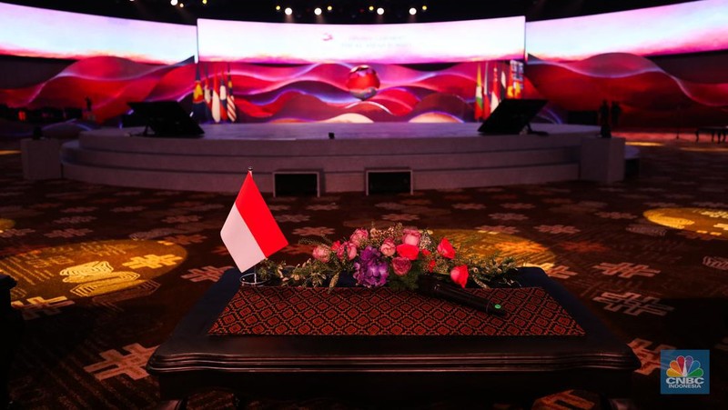 Suasana vanue KTT ASEAN di JCC, Senayan, Jakarta, Sabtu (2/9/2023). (CNBC Indonesia/Tri Susilo)