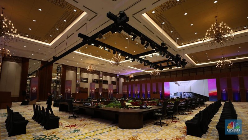 Suasana vanue KTT ASEAN di JCC, Senayan, Jakarta, Sabtu (2/9/2023). (CNBC Indonesia/Tri Susilo)