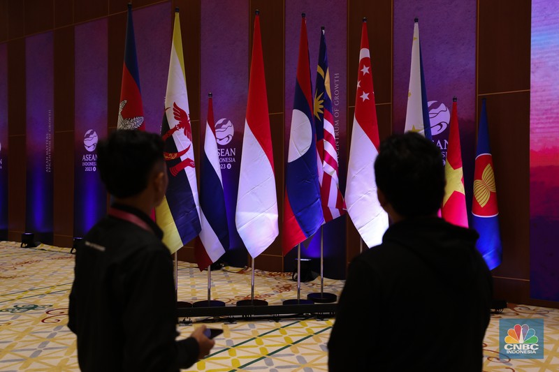 Suasana vanue KTT ASEAN di JCC, Senayan, Jakarta, Sabtu (2/9/2023). (CNBC Indonesia/Tri Susilo)