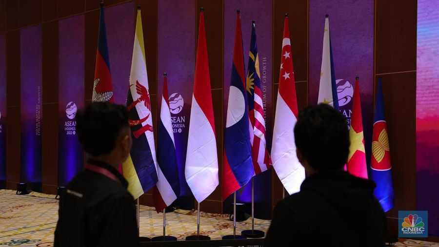 Suasana vanue KTT ASEAN di JCC, Senayan, Jakarta, Sabtu (2/9/2023). (CNBC Indonesia/Tri Susilo)