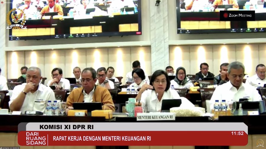 Menteri Keuangan Sri Mulyani saat Rapat Kerja dengan Komisi XI DPR RI. (Tangkapan Layar Youtube Komisi XI DPR RI Channel)