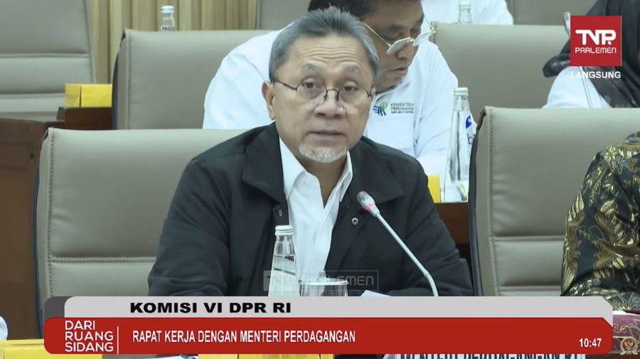 Menteri Perdagangan Zulkifli Hasan saat menyampaikan paparan Rapat Kerja dengan Komisi VI DPR RI. (Tangkapan Layar Youtube DPR RI)