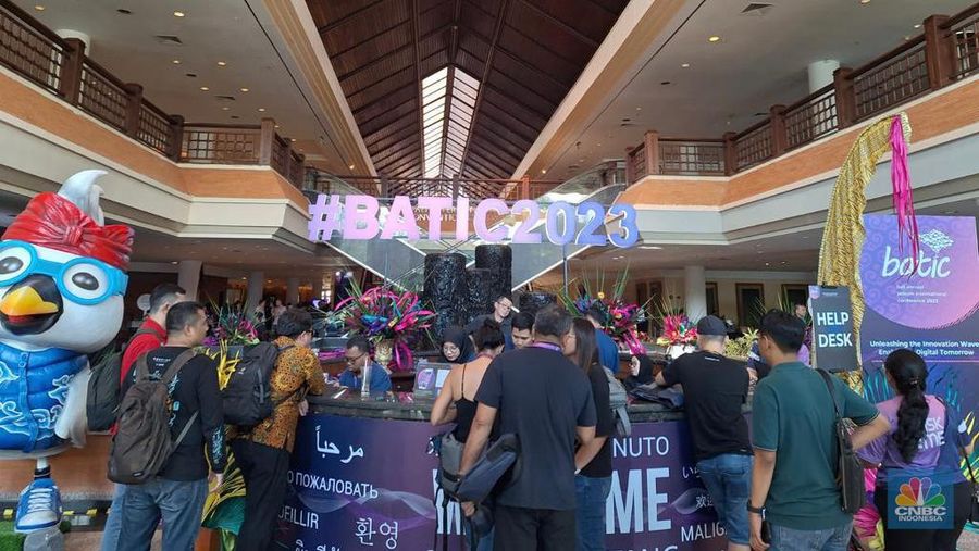 Suasana di konferensi internasional Bali Annual Telkom International Conference (BATIC) 2023, Nusa Dua, Badung (5/9).
