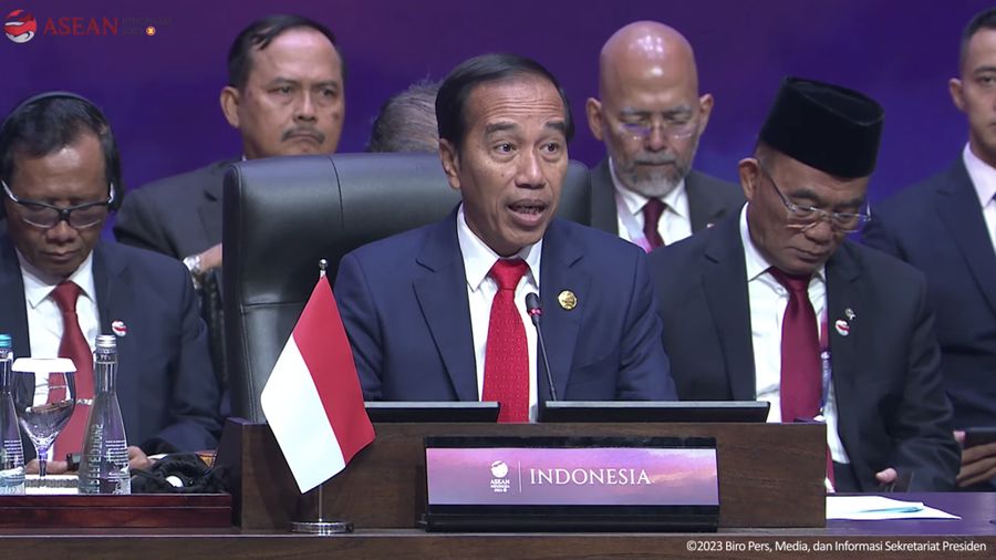 Presiden Joko Widodo saat membuka Konferensi Tingkat Tinggi ke-43 ASEAN di Jakarta Convention Center, Selasa (5/9/2023). (Tangkapan Layar Youtube Sekretariat Presiden)