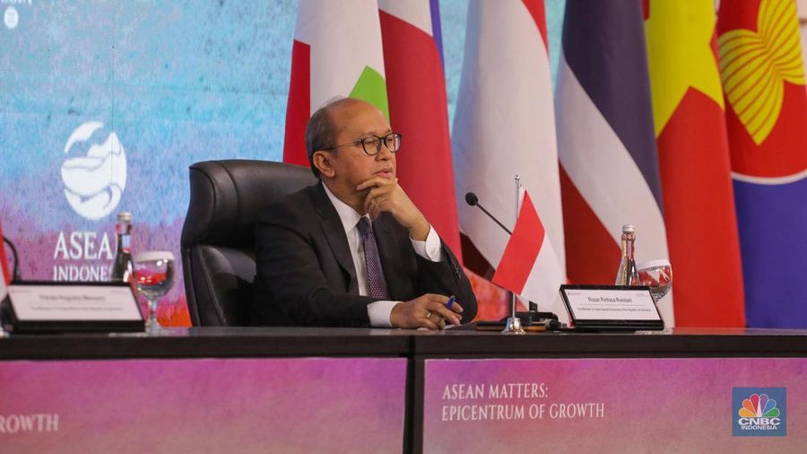 Wakil Menteri BUMN, Rosan Roeslani dalam konferensi pers terkait ASEAN Indo Pasific Forum yang diselenggarakan saat KTT ke-43 ASEAN di Jakarta pada Selasa (5/9/2023). (²©²ÊÍøÕ¾/Faisal Rahman)