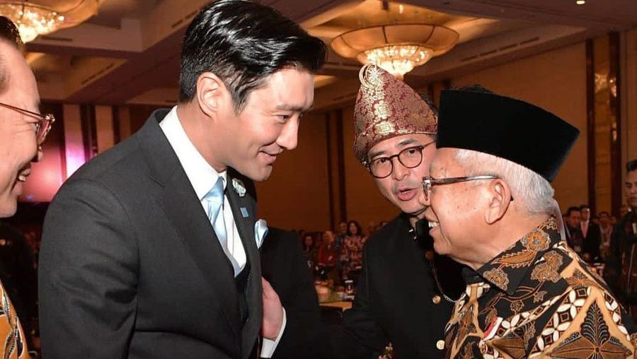 Wakil Presiden Ma'ruf Amin dengan Duta Besar Regional untuk UNICEF Asia Timur dan Pasifik, Choi Siwon. (Instagram @kyai_marufamin)