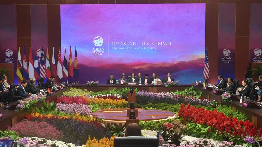 ASEAN-US Summit The situation at the ASEAN-US Summit at Jakarta Convention Center, Jakarta, Wednesday (6/9/2023). Media Center of ASEAN Summit 2023/M Agung Rajasa/pras/ratih. *** Local Caption *** Suasana KTT ASEAN-Amerika Serikat di Jakarta Convention Center, Jakarta, Rabu (6/9/2023). MEDIA CENTER KTT ASEAN 2023/M Agung Rajasa/pras.