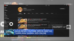 Akun Youtube DPR RI Diretas, Tampilkan Siaran Judi Online