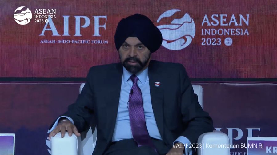 Presiden Bank Dunia, Ajay Banga saat Pembukaan ASEAN Indo-Pacific Forum, Jakarta, 5 September 2023. (Tangkapan Layar Youtube Kementerian BUMN RI)