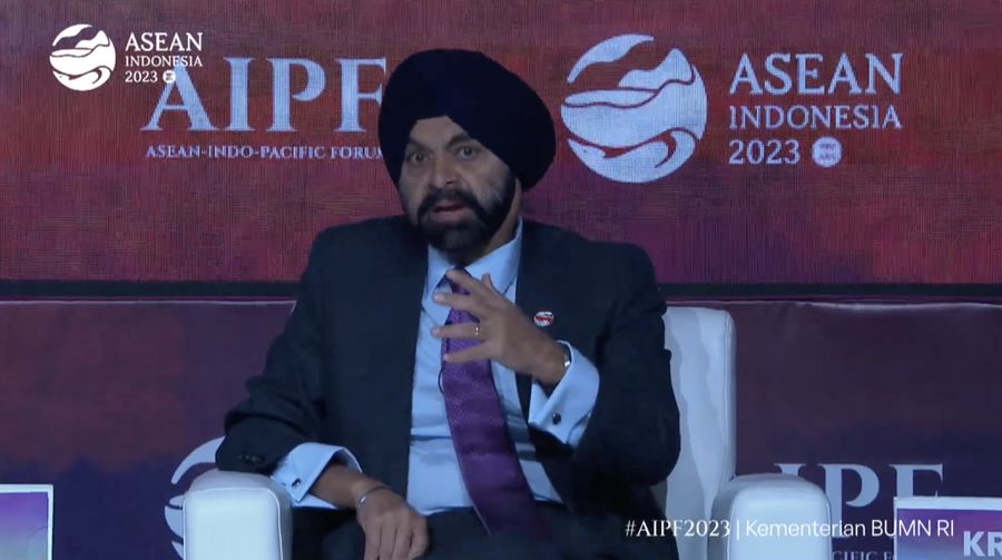 Presiden Bank Dunia, Ajay Banga saat Pembukaan ASEAN Indo-Pacific Forum, Jakarta, 5 September 2023. (Tangkapan Layar Youtube Kementerian BUMN RI)