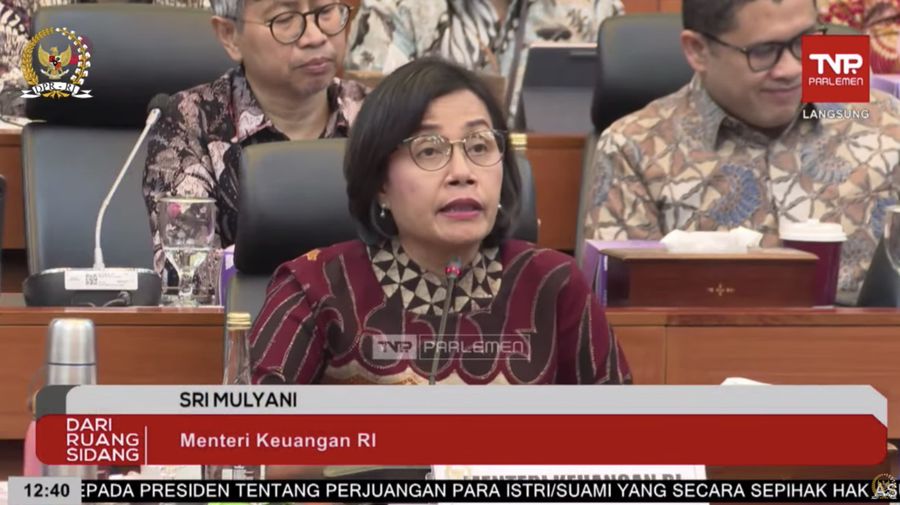 Menteri Keuangan Sri Mulyani Indrawati saat memaparkan dalam banggar DPR RI Raker dengan pemerintah. (Tangkapan Layar Youtube Banggar DPR RI)