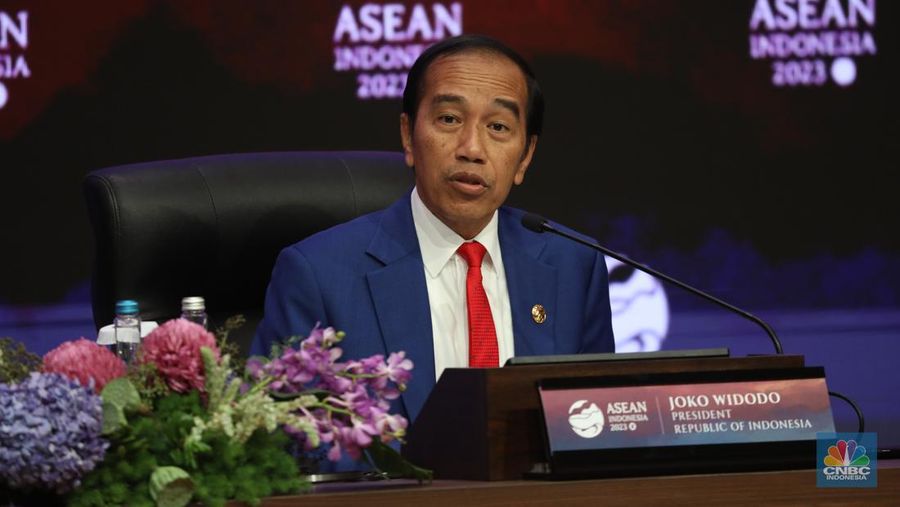Presiden Joko Widodo (Jokowi) di KTT ASEAN 2023, Jakarta, Kamis (7/9/2023). (CNBC Indonesia/Tri Susilo)