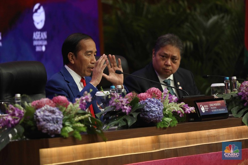 Presiden Joko Widodo (Jokowi) di KTT ASEAN 2023, Jakarta, Kamis (7/9/2023). (CNBC Indonesia/Tri Susilo)
