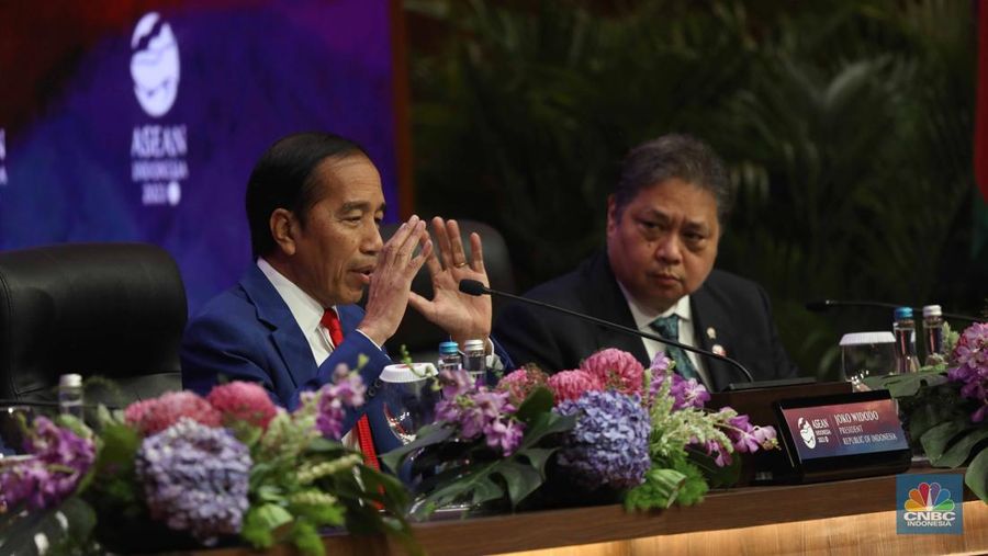 Presiden Joko Widodo (Jokowi) di KTT ASEAN 2023, Jakarta, Kamis (7/9/2023). (CNBC Indonesia/Tri Susilo)