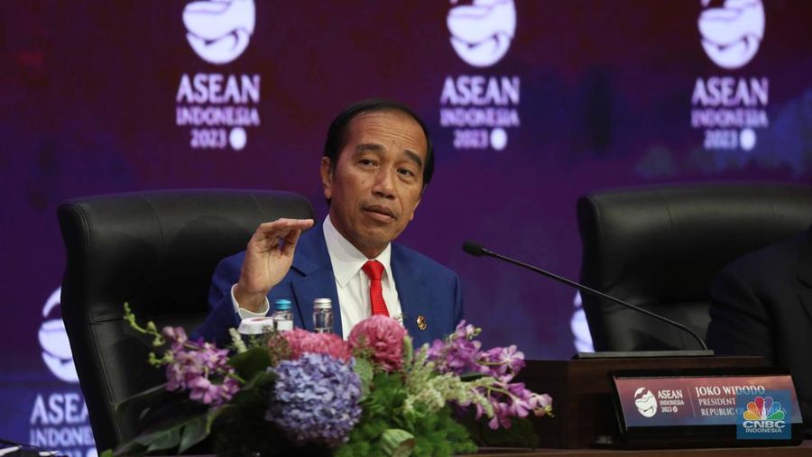 Presiden Joko Widodo (Jokowi) di KTT ASEAN 2023, Jakarta, Kamis (7/9/2023). (CNBC Indonesia/Tri Susilo)