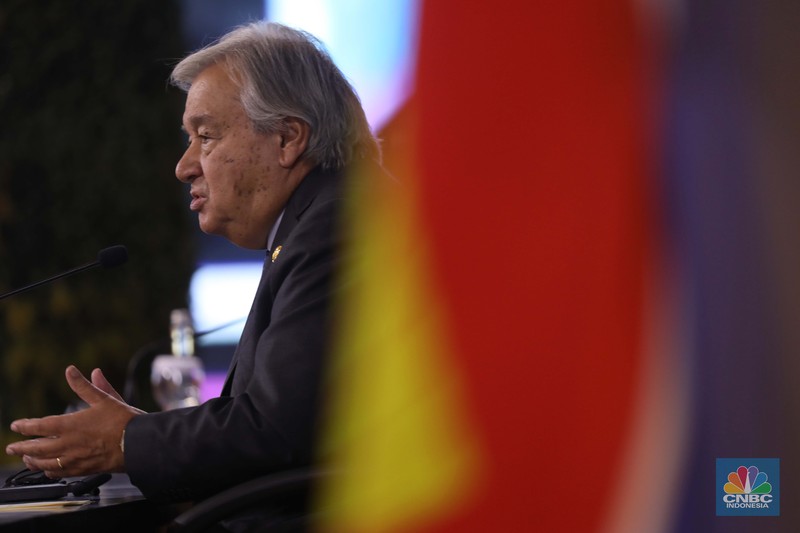 Sekretaris Jenderal (Sekjen) Perserikatan Bangsa-Bangsa (PBB) Antonio Guterres di KTT ASEAN, Kamis, (7/9/2023). (CNBC Indonesia/Tri Susilo) Sekretaris Jenderal (Sekjen) Perserikatan Bangsa-Bangsa (PBB) Antonio Guterres di KTT ASEAN, Kamis, (7/9/2023). (CNBC Indonesia/Tri Susilo)