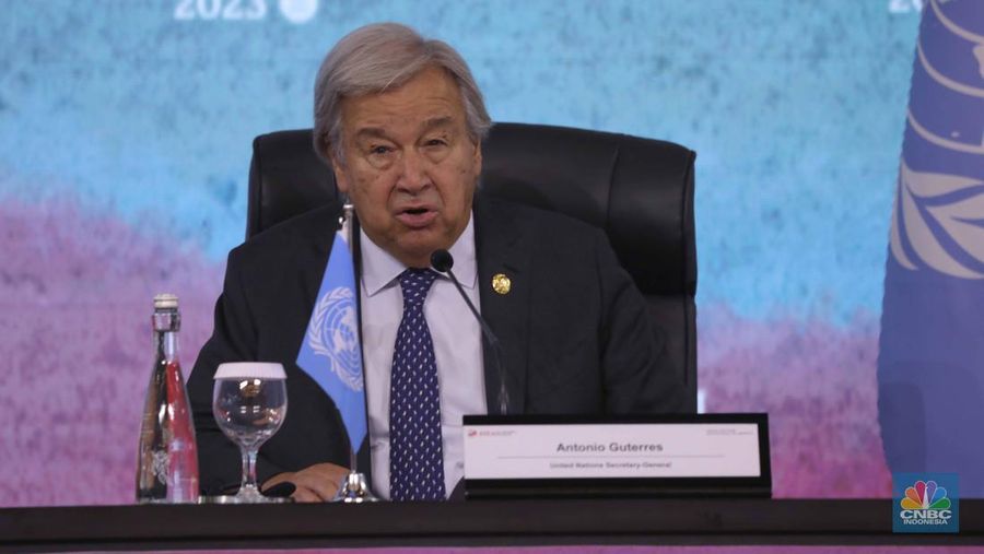 Sekretaris Jenderal (Sekjen) Perserikatan Bangsa-Bangsa (PBB) Antonio Guterres di KTT ASEAN, Kamis, (7/9/2023). (²©²ÊÍøÕ¾/Tri Susilo
