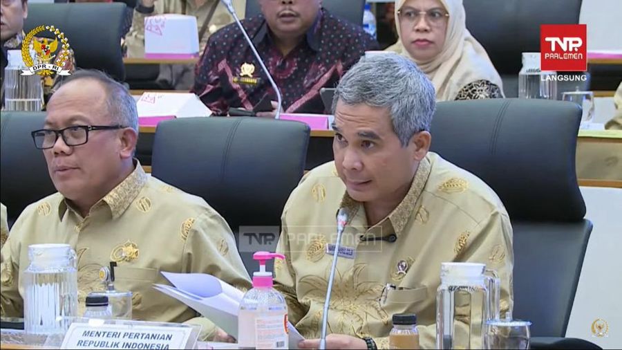 Wakil Menteri Pertanian Harvick Hasnul Qolbi saat mewakili Mentan dalam Raker dengan Komisi IV DPR RI (Kamis, 7/9/2023), (Tangkapan Layar Youtube Komisi IV DPR RI)