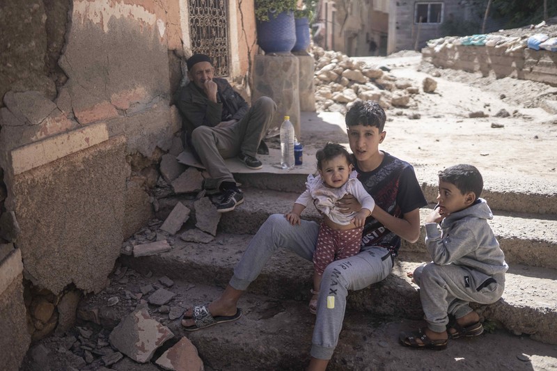 MOROCCO-QUAKE/ A view shows a damaged building on the road between Amizmiz and Ouirgane, following a powerful earthquake in Morocco, September 9, 2023. REUTERS/Ahmed El Jechtimi NO RESALES. NO ARCHIVES