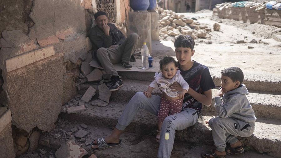 A view shows a damaged building on the road between Amizmiz and Ouirgane, following a powerful earthquake in Morocco, September 9, 2023. REUTERS/Ahmed El Jechtimi  NO RESALES. NO ARCHIVES