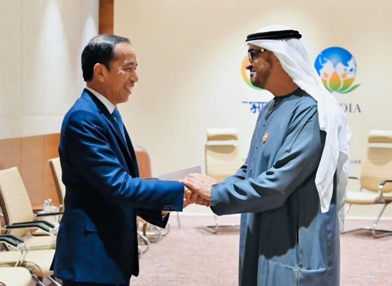 Presiden Joko Widodo duduk bersama Presiden AS Joe Biden dalam Konferensi Tingkat Tinggi G20 di India. Presiden Joko Widodo duduk bersama Presiden AS Joe Biden dalam Konferensi Tingkat Tinggi G20 di India. (Instagram @Jokowi)