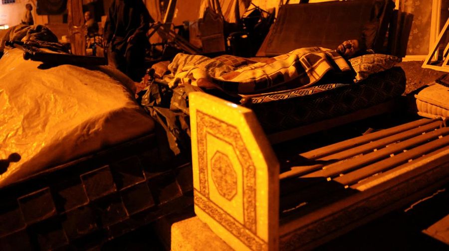 Residents sleep on the street in Moulay Brahim village, in the province of Al Haouz, following a powerful earthquake in Morocco, September 9, 2023. REUTERS/Nacho Doce