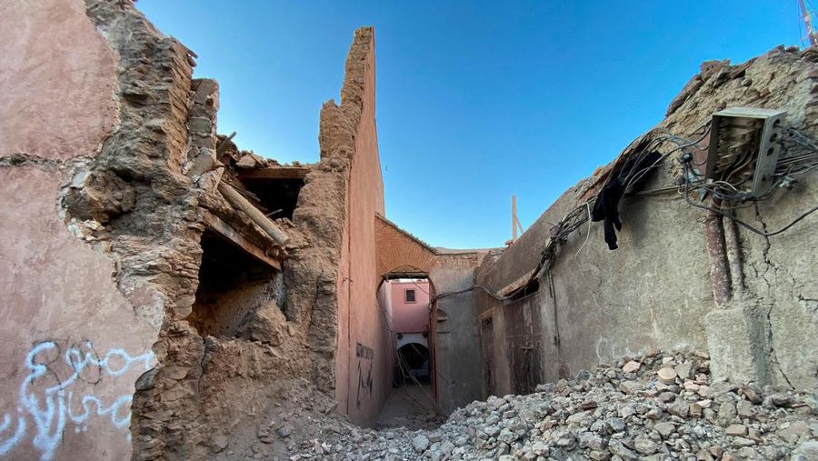 MOROCCO-QUAKE/ A general view of damage in the historic city of Marrakech, following a powerful earthquake in Morocco, September 9, 2023. REUTERS/Abdelhak Balhaki TPX IMAGES OF THE DAY
