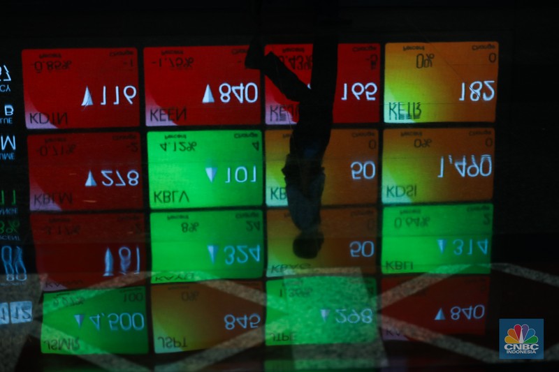 layar digital pergerakan Indeks Harga Saham Gabungan (IHSG) di Gedung Bursa Efek Indonesia, Jakarta, Senin (11/9/223). (CNBC Indonesia/Tri Susilo)