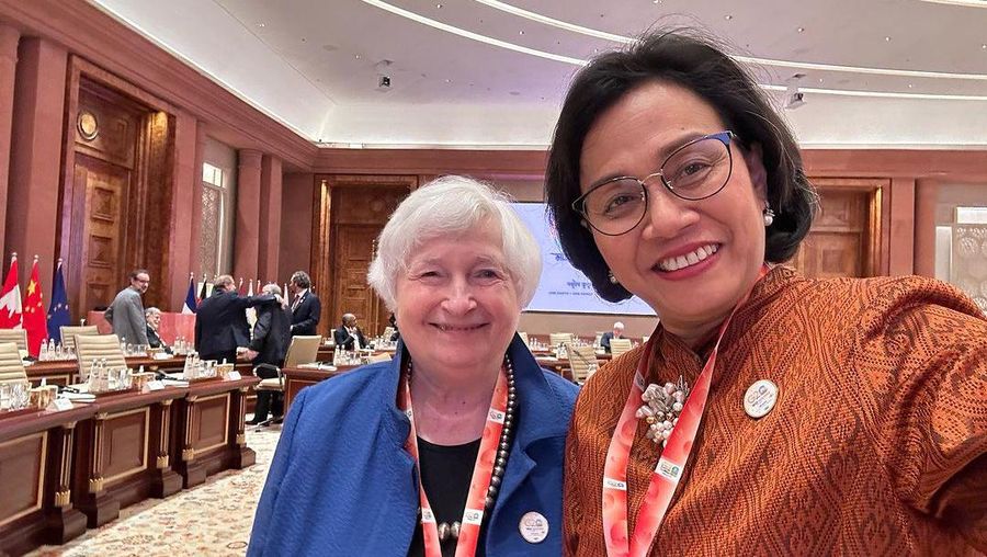 Menteri Keuangan Sri Mulyani dan Janet Yellen. (Instagram/smindrawati)