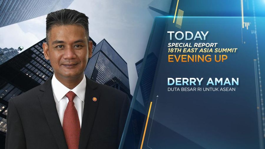 Duta Besar RI untuk ASEAN, Derry Aman dalam Special Report 18th East Asia Summit di program Evening Up. (CNBC Indonesia TV)