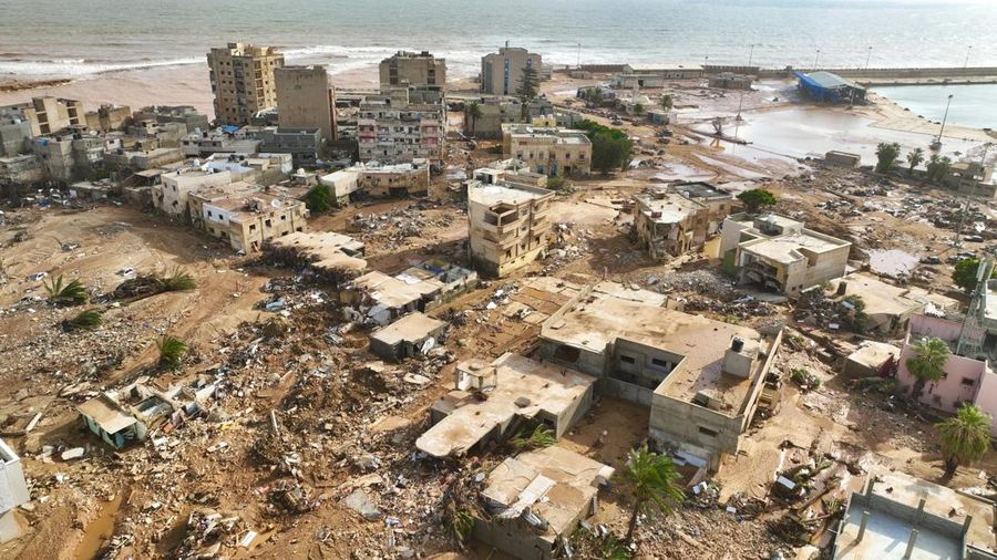 Libya porak poranda usai dihantam banjir. (AP Photo/Jamal Alkomaty)