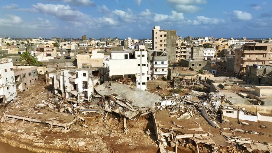 Libya porak poranda usai dihantam banjir. (AP Photo/Jamal Alkomaty)
