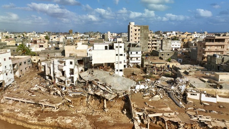 Libya porak poranda usai dihantam banjir. (AP Photo/Jamal Alkomaty)