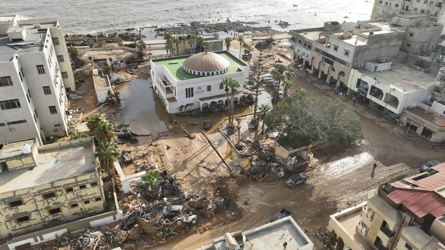 Libya porak poranda usai dihantam banjir. (AP Photo/Jamal Alkomaty)