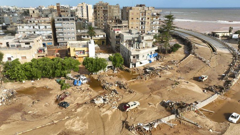 Libya porak poranda usai dihantam banjir. (AP Photo/Jamal Alkomaty)