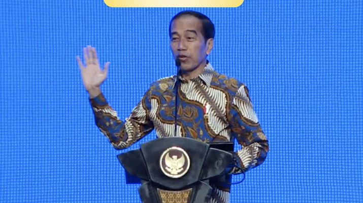 Presiden Joko Widodo dalam Main Event Sewindu Proyek Strategis Nasional (PSN) - Infrastructure Forum and Edutainment Expo. (Tangkapan Layar Youtube PerekonomianRI)