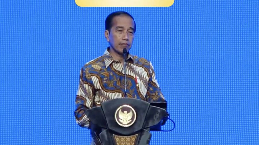 Presiden Joko Widodo dalam Main Event Sewindu Proyek Strategis Nasional (PSN) - Infrastructure Forum and Edutainment Expo. (Tangkapan Layar Youtube PerekonomianRI)
