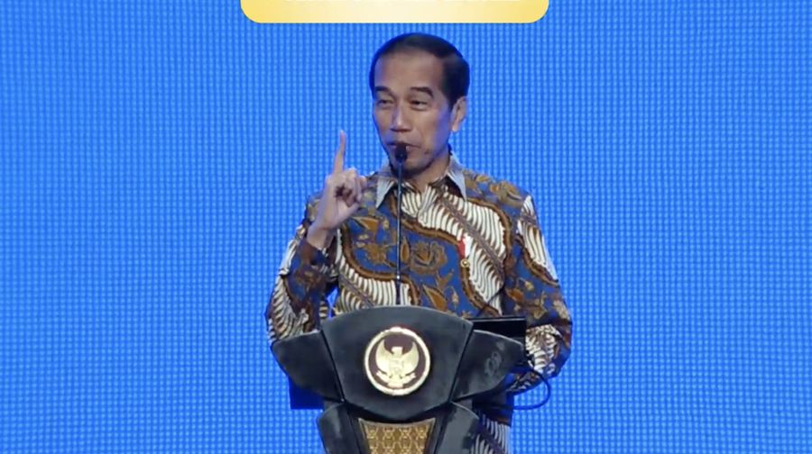 Presiden Joko Widodo dalam Main Event Sewindu Proyek Strategis Nasional (PSN) - Infrastructure Forum and Edutainment Expo. (Tangkapan Layar Youtube PerekonomianRI)