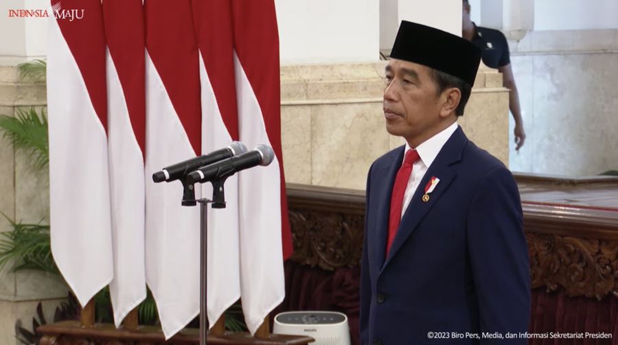 Presiden Jokowi Lantik Kepala Bakamla dan Kepala Badan Karantina Indonesia, 13 September 2023. (Tangkapan Layar Youtube Sekretariat Presiden)