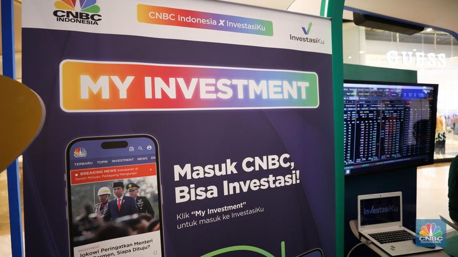 Suasana booth Investaku di acara Investment Expo 2023 di Central Park Mall, Jakarta, Kamis (14/9/2023). (CNBC Indonesia/Tri Susilo)