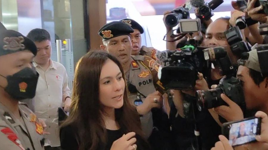Wulan Guritno di Bareskrim Polri. (detikcom/Ahsan)