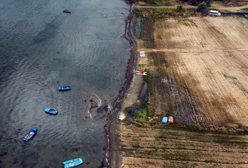 Danau Prespa yang meruipakan danau tertua di Eropa mengalami kekeringan. (REUTERS/Ognen Teofilovski)