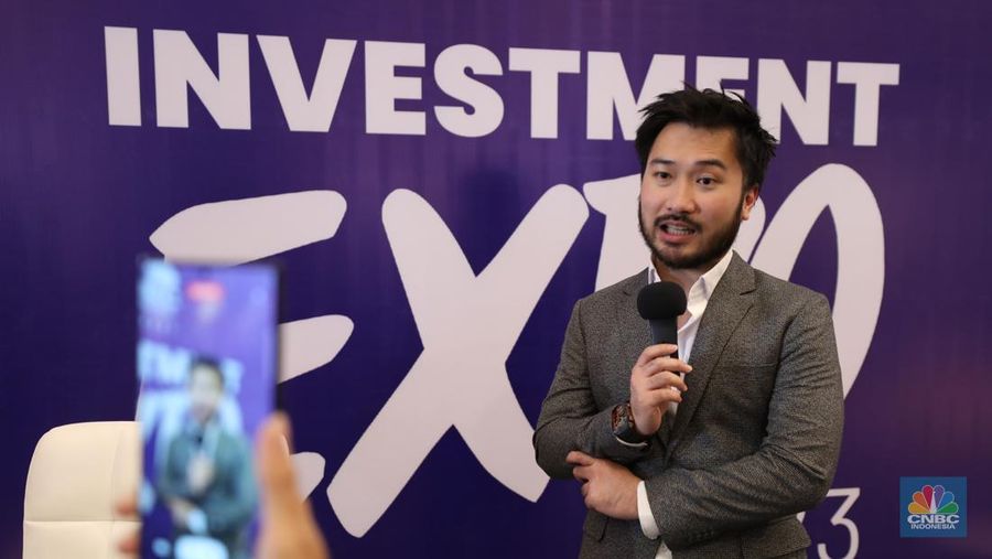 Enterpreneur Rudy Salim dalam acara Investment Expo 2023 di Central Park Mall, Jakarta, Jum'at (15/9/2023). (CNBC Indonesia/Tri Susilo)