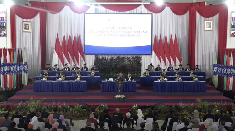 Presiden Joko Widodo menyampaikan pidati saat Dies Natalis ke-60 IPB, Bogor, 15 September 2023. (YouTube/Sekretariat Presiden)