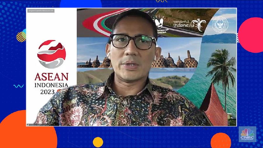 Menteri Pariwisata dan Ekonomi Kreatif/Kepala Badan Pariwisata dan Ekonomi Kreatif Sandiaga Salahuddin Uno dalam acara Investment Expo 2023 di Central Park Mall, Jakarta, Sabtu (16/9/2023). (Tangkapan layar)