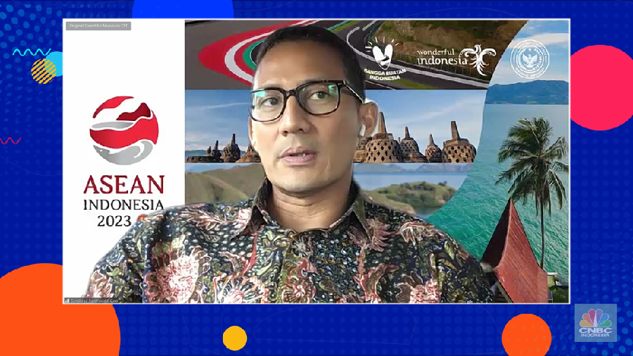 Menteri Pariwisata dan Ekonomi Kreatif/Kepala Badan Pariwisata dan Ekonomi Kreatif Sandiaga Salahuddin Uno dalam acara Investment Expo 2023 di Central Park Mall, Jakarta, Sabtu (16/9/2023). (Tangkapan layar)