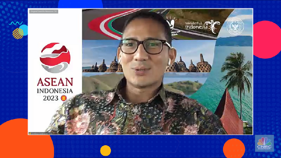 Menteri Pariwisata dan Ekonomi Kreatif/Kepala Badan Pariwisata dan Ekonomi Kreatif Sandiaga Salahuddin Uno dalam acara Investment Expo 2023 di Central Park Mall, Jakarta, Sabtu (16/9/2023). (Tangkapan layar)