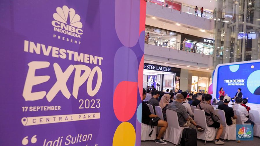 Suasana kemeriahan acara Investment Expo 2023 di Central Park Mall, Jakarta, Sabtu (16/9/2023). (CNBC Indonesia/Faisal Rahman)